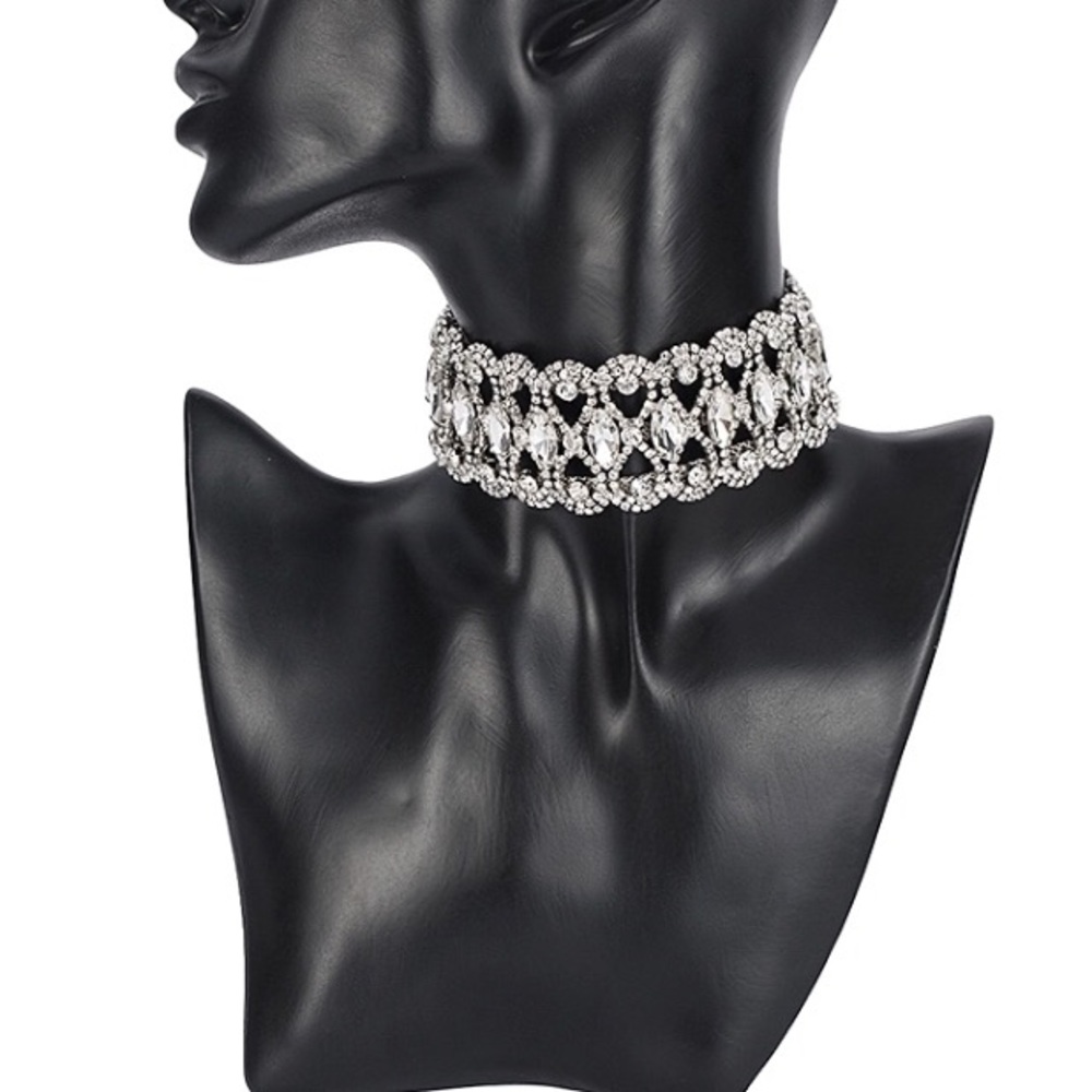 Crystal Rhinestones Choker Necklace Adjustable